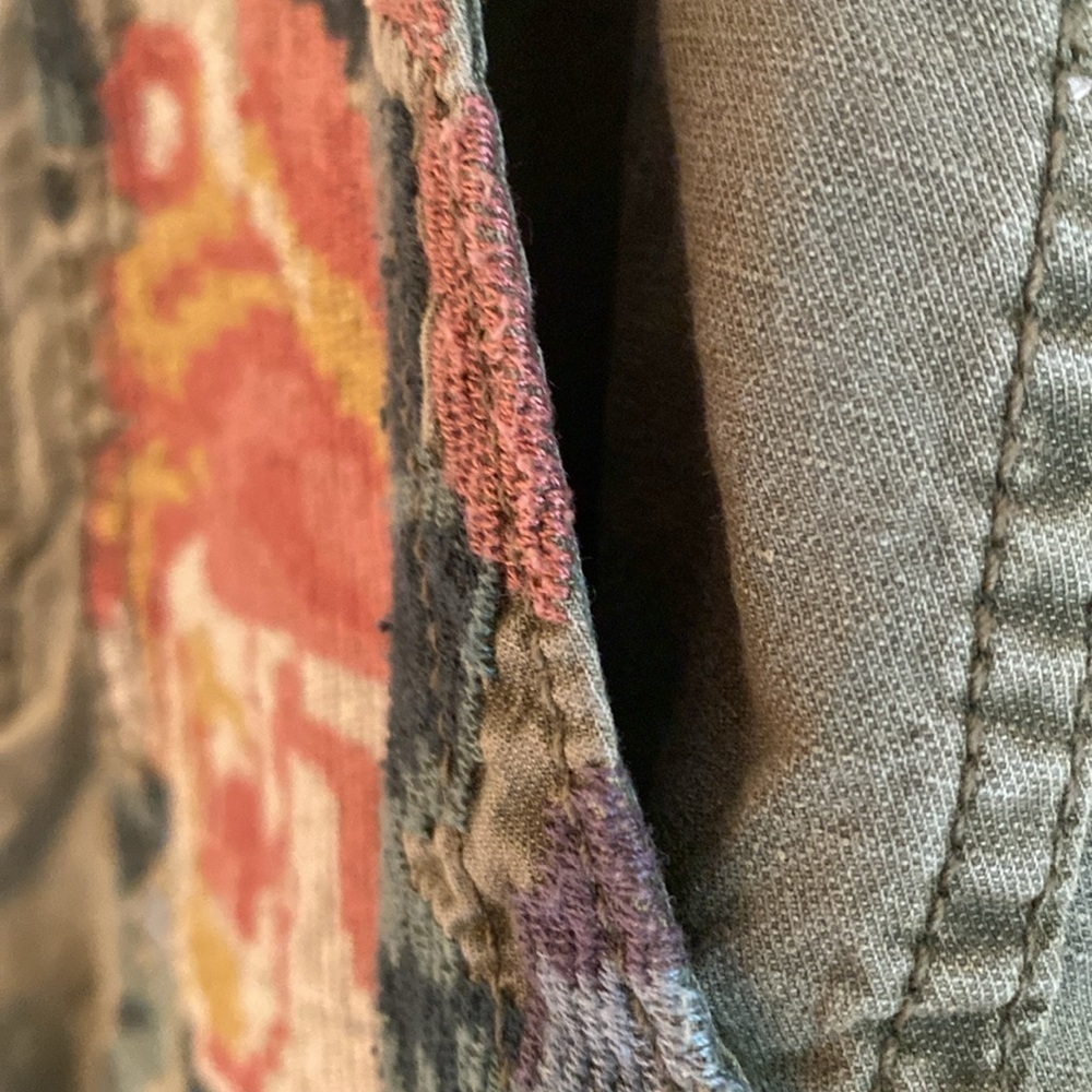 Anthropologie Relaxed Tapestry Embroidered Trouser Pants Olive Size 25 - Picture 10 of 10
